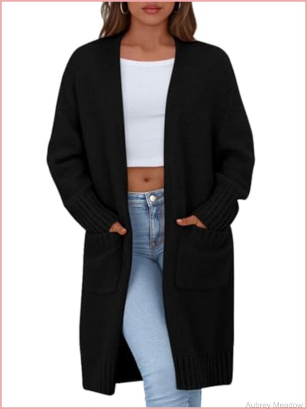 Open Front Long Cardigan Oversized Knit Sweater Coat Women